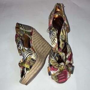 Carlos Crisscross Espadrilles Wedge Sandals